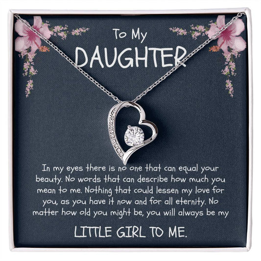 CARDWELRYJewelryTo My Daughter, You Will Always be my Little Girl White Gold Forever Love Necklace