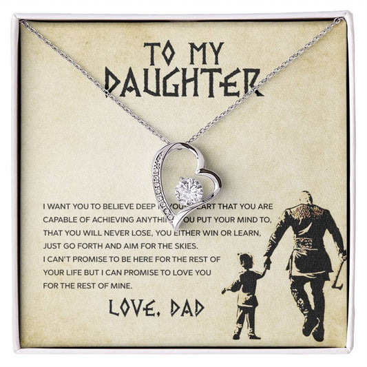 CARDWELRYJewelryTo My Daughter, You Will Never Lose White Gold Forever Love Necklace