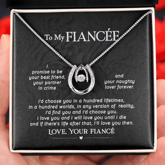 CardWelry To My Fiancée Lucky Destiny Necklace Gift from Fiancé, Valentine Gifts for Fiancée Jewelry Standard Box