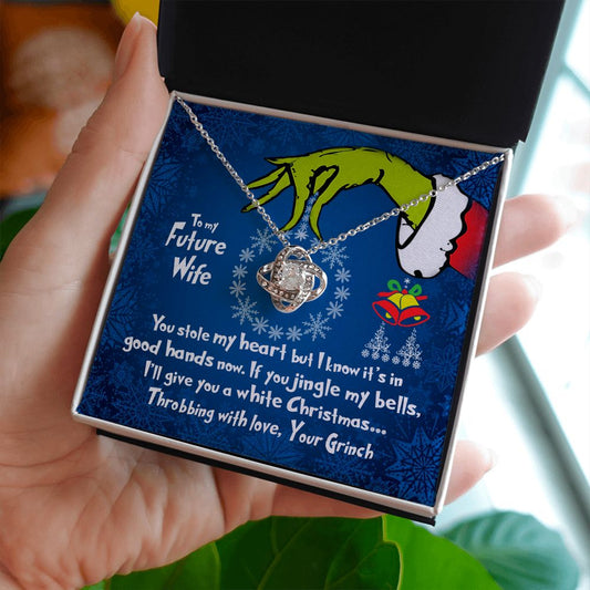 CardWelry To My Future Wife Necklace Gift Funny Grinch You Stole My Heart Christmas Card Gift for Fiancé Jewelry