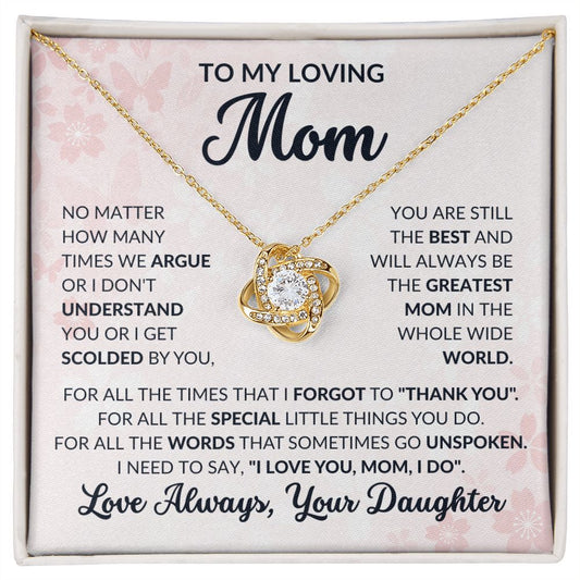 CARDWELRYJewelryTo My Loving Mom, For All The Time I Forgtot to Thank You Love Knot CardWelry Gift