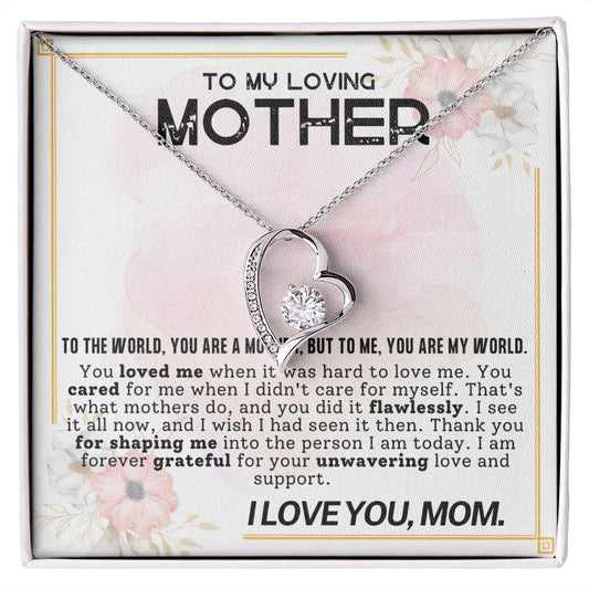 CARDWELRYJewelryTo My Loving Mother, White Gold Forever Love CardWelry Necklace