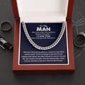 CardWelry To My Man Cuban Chain Necklace for Him, Romantic Birthday Gifts Anniversary Gifts for Him Jewelry Stainless Steel Cuban Link Chain Luxury Box
