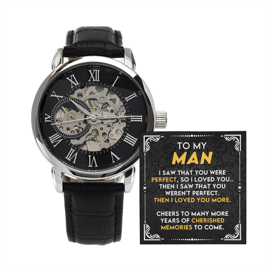 CardWelry To My Man Luxury Watch, Meaningful Boyfriend Crystal Openwork Watch, Boyfriend/ Husband Watch, Anniversary Gift for Man, Gifts for Him Watch Default Title