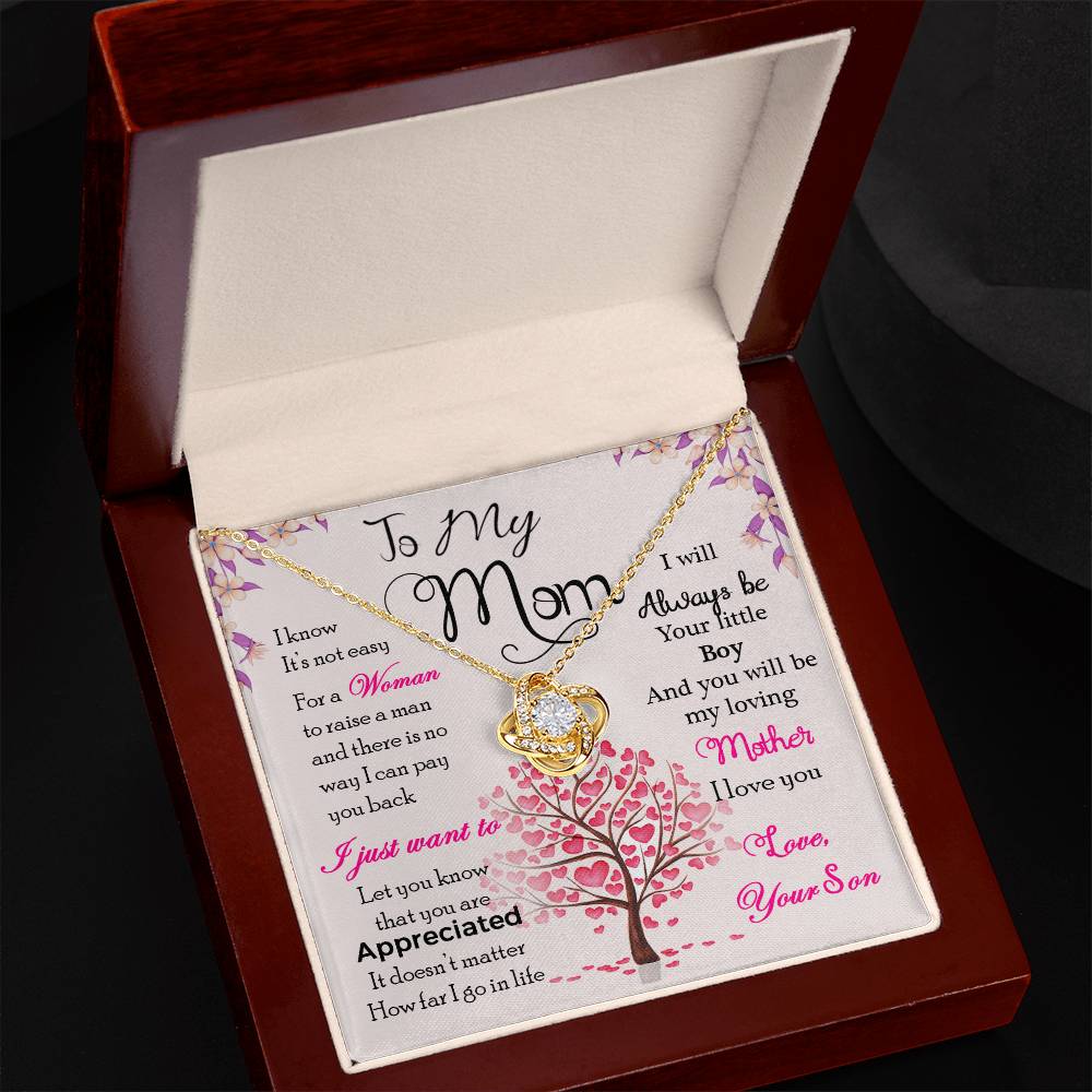 CARDWELRYJewelryTo My Mom, I Know Its Not Easy Love Knot Necklace Gift