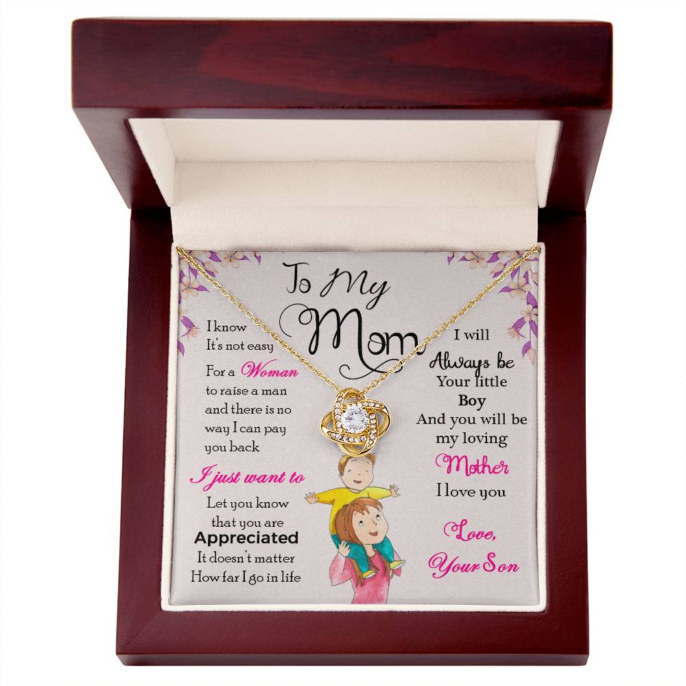 CARDWELRYJewelryTo My Mom, I Will Always Be Your Little Boy Love Knot Necklace Gift