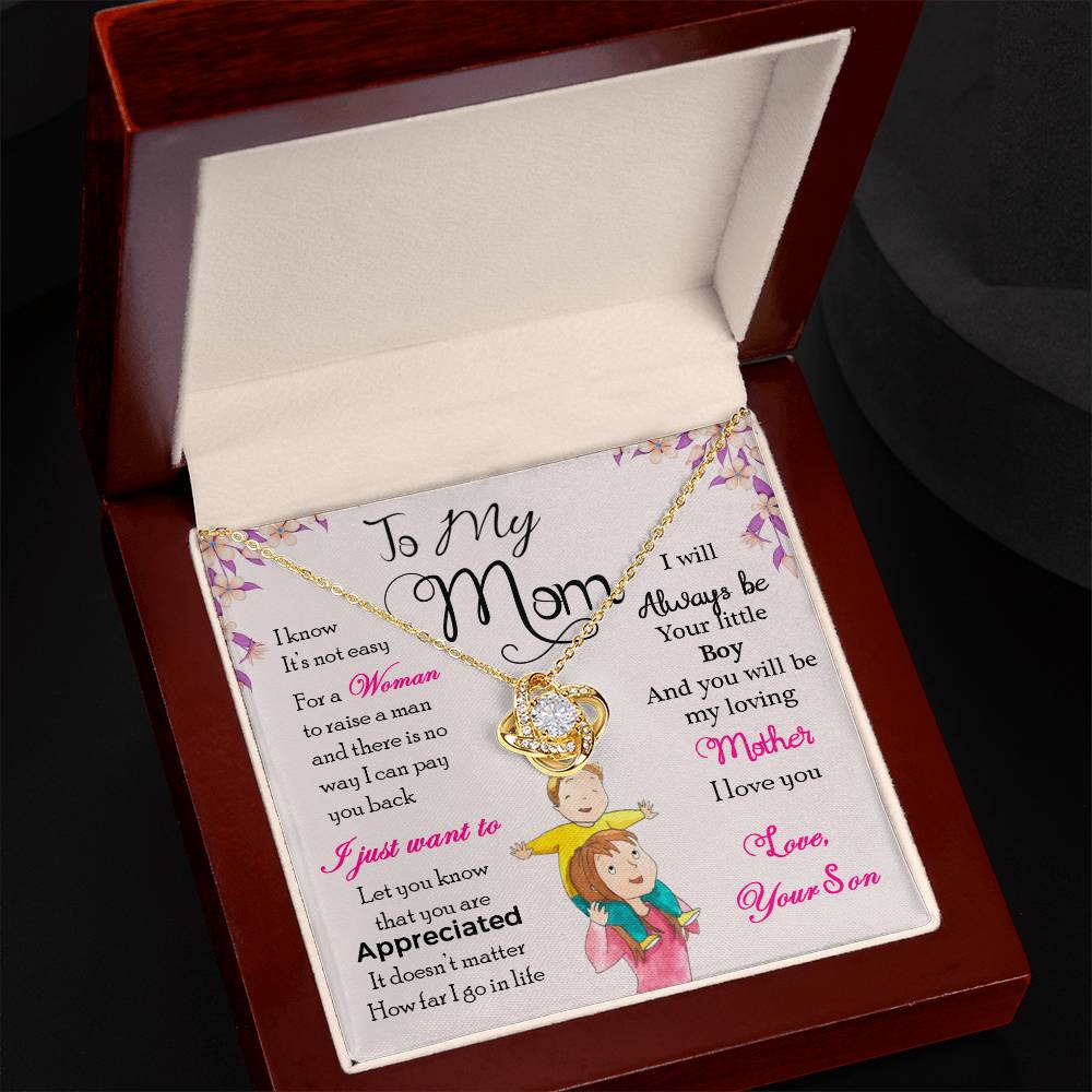 CARDWELRYJewelryTo My Mom, I Will Always Be Your Little Boy Love Knot Necklace Gift