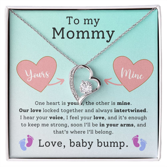 CARDWELRYJewelryTo My Mommy, Love Baby Bump, White Gold Forever Love CardWelry Necklace