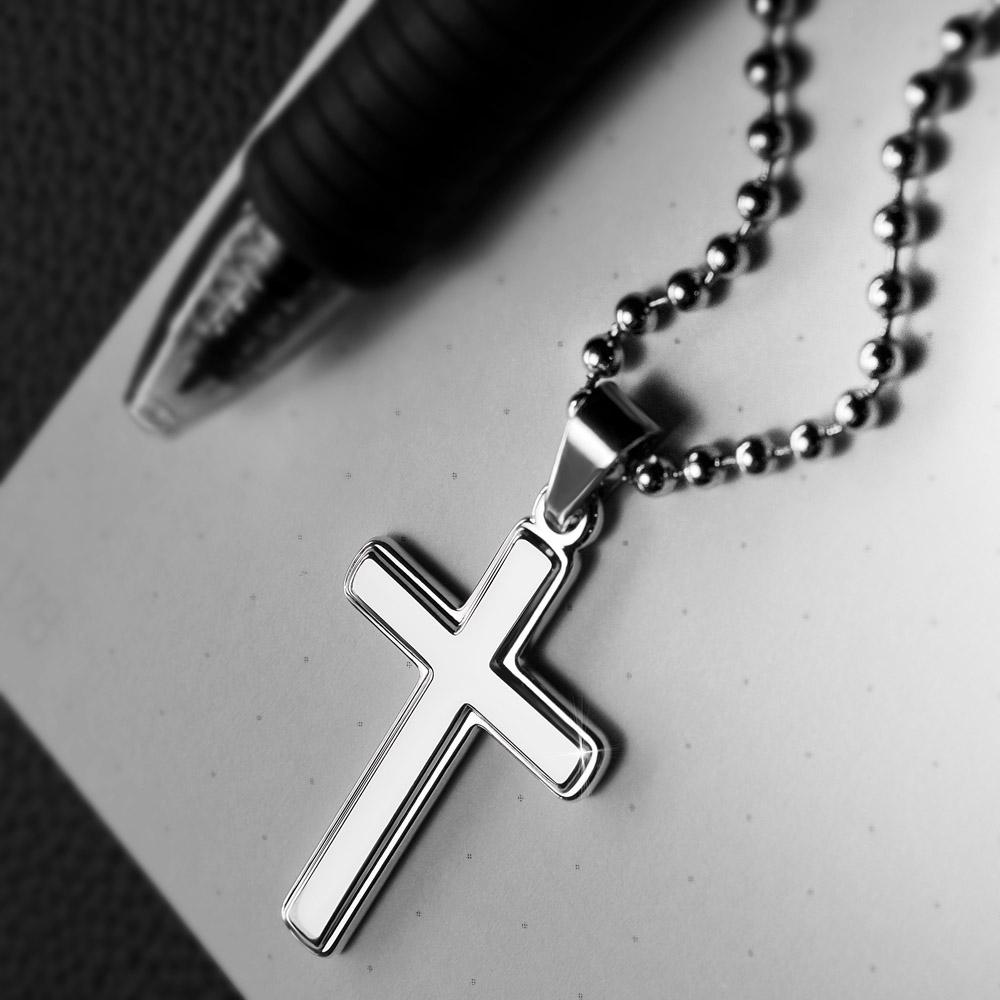 CardWelry To My Son Postcard Cross Necklace Gift from mom Jewelry