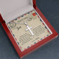 CardWelry To My Son Postcard Cross Necklace Gift from mom Jewelry Mahogany Style Luxury Box
