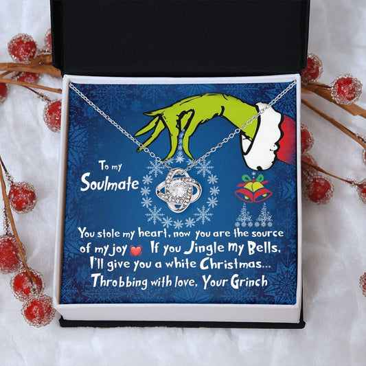 CardWelry To My Soulmate Gift You Stole My Heart Grinch Soulmate Christmas Card Necklace Jewelry 14K White Gold Finish Standard Box