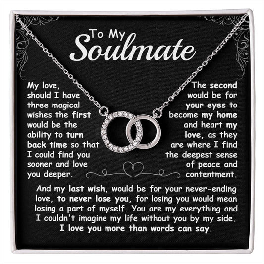 CardWelry To My Soulmate, If I Have Three Magical Wishes The Perfect Pair Necklace Gift for her Jewelry Two Tone Box
