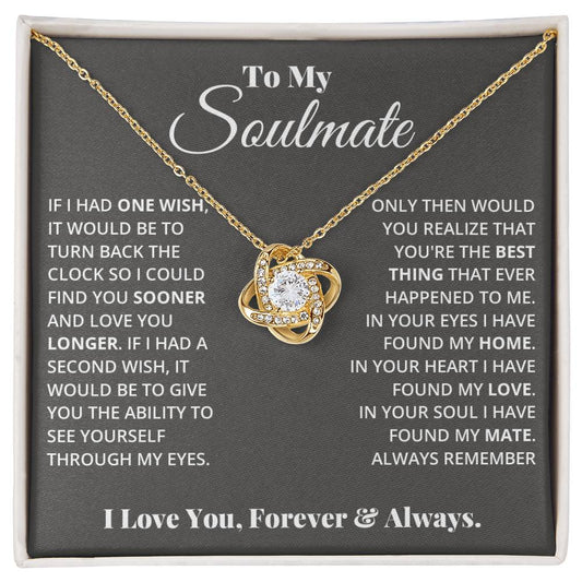CARDWELRYJewelryTo My Soulmate, In Your Heart I Found My Love Love Knot Necklace Gift