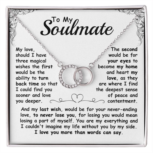 CardWelry To My Soulmate, should I Have Three Magical Wishes The Perfect Pair Necklace Gift for her Jewelry Two Tone Box