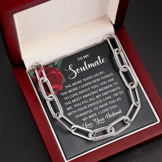 CardWelry To My Soulmate, You fill All My Emptiness With Your Endless Love. Love, Your Husband Forever Linked Necklace Jewelry 14K White Gold Finish