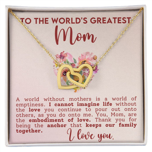 CARDWELRYJewelryTo The World's Greatest Mom Inter Locking Heart CardWelry Gift