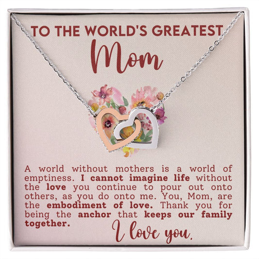 CARDWELRYJewelryTo The World's Greatest Mom Inter Locking Heart CardWelry Gift