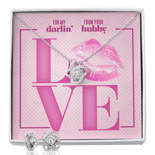 CardWelry Valentines Gifts For Darlin, From Your Hubby, Gorgeous Earing and Necklace Set Jewelry