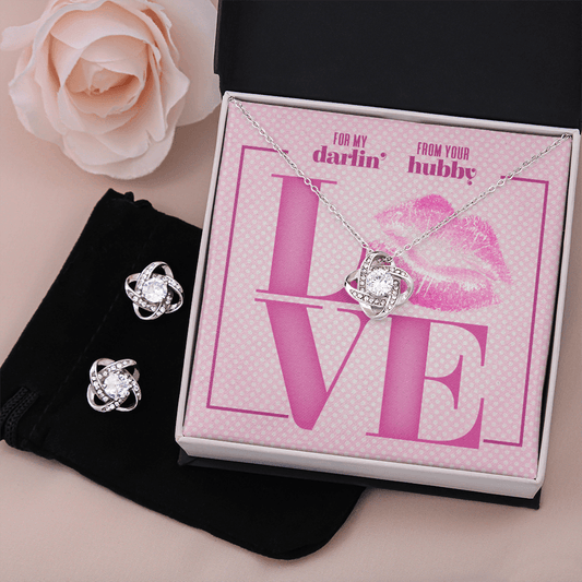 CardWelry Valentines Gifts For Darlin, From Your Hubby, Gorgeous Earing and Necklace Set Jewelry Standard Box