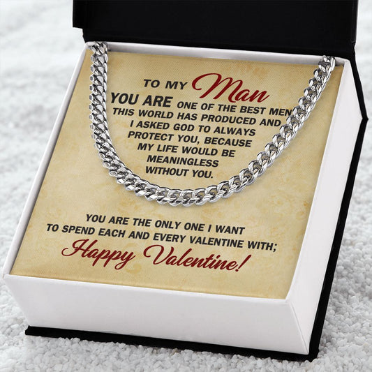 CardWelry Valentines Gifts for Him, Cuban Necklace To My Man, Husband, Boyfriend, Fiancé Valentine Gift necklace Stainless Steel Standard Box