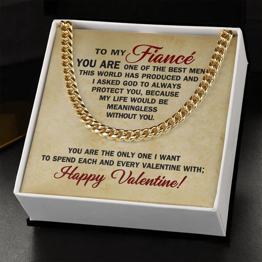 CardWelry Valentines Gifts To Fiancé, Cuban Necklace To Husband To Be Jewelry 14K Yellow Gold Finish Standard Box