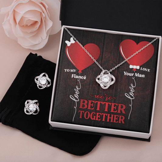 CardWelry Valentines Gifts To Fiancé, We're Better Together Gorgeous Earing and Necklace Set Jewelry Standard Box