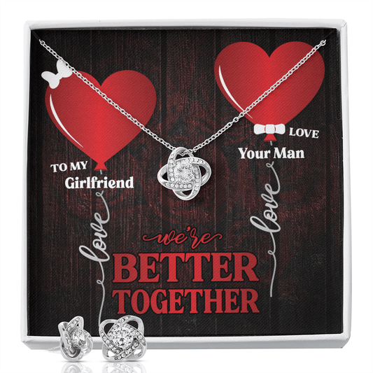CardWelry Valentines Gifts To Girlfriend, We're Better Together Gorgeous Earing and Necklace Set Jewelry