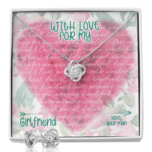 CardWelry Valentines Gifts With Love For My Girlfriends, Gorgeous Earing and Necklace Set To Girlfriend Jewelry