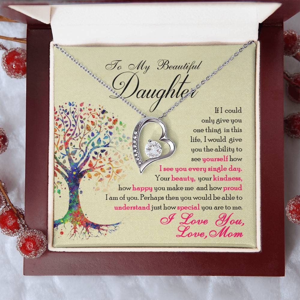 To My Beautiful Daughter, You Are Special To Me White Gold Forever Love Necklace