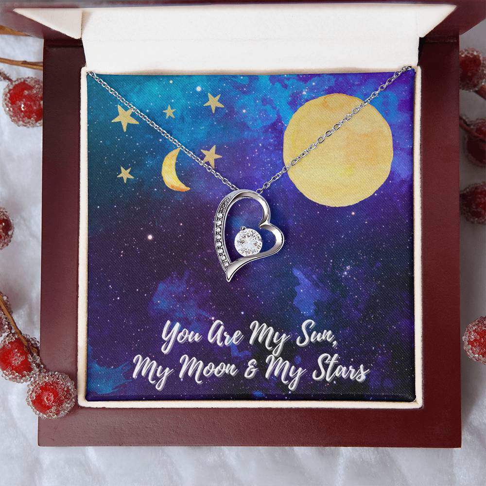 You Are My son, My Moon & My Star White Gold Forever Love Necklace