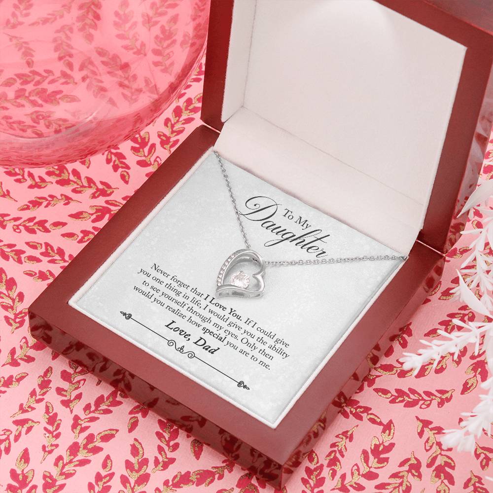 To My Daughter Love Necklace Gift from Dad- Never forget that I Love You. Love Dad - Necklace for Daughter Gift from Dad