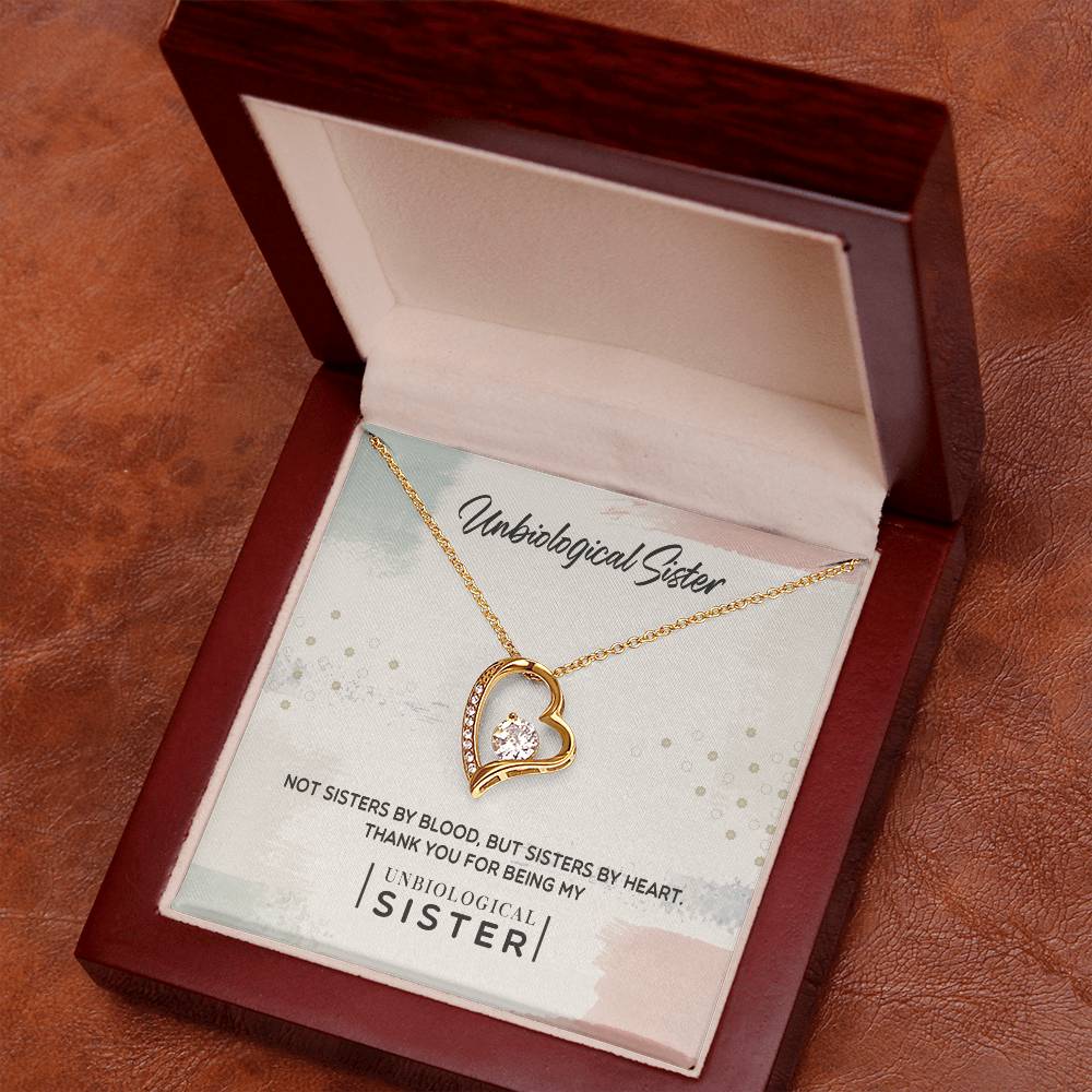 To My Unbiological Sister, Thank You White Gold Forever Love Necklace