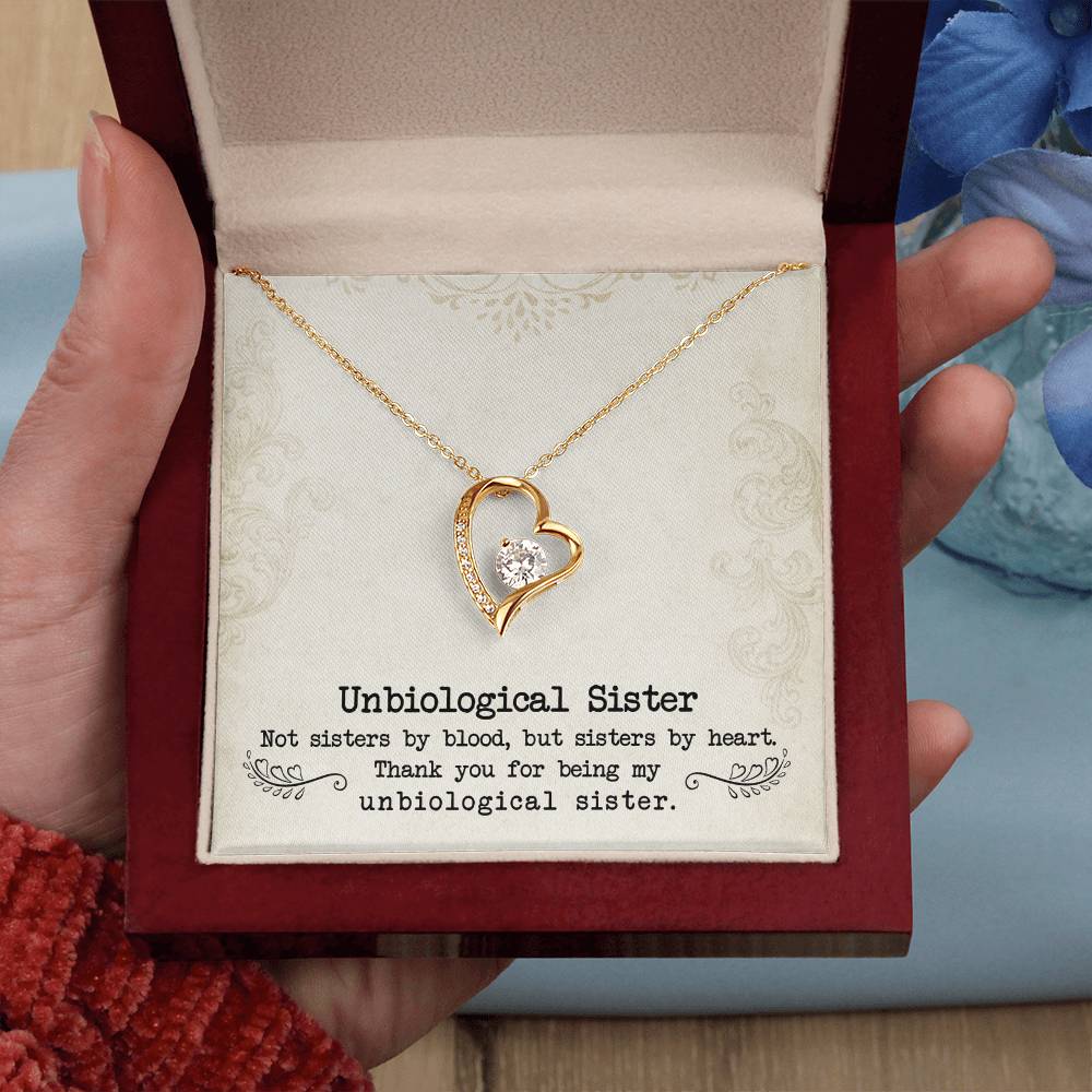 To My Unbiological Sister, Sister By Heart White Gold Forever Love Necklace