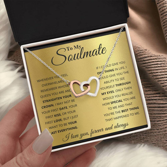 To My Soulmate, You're The Best Thing That Happened To Me - Interlocking Hearts Necklace