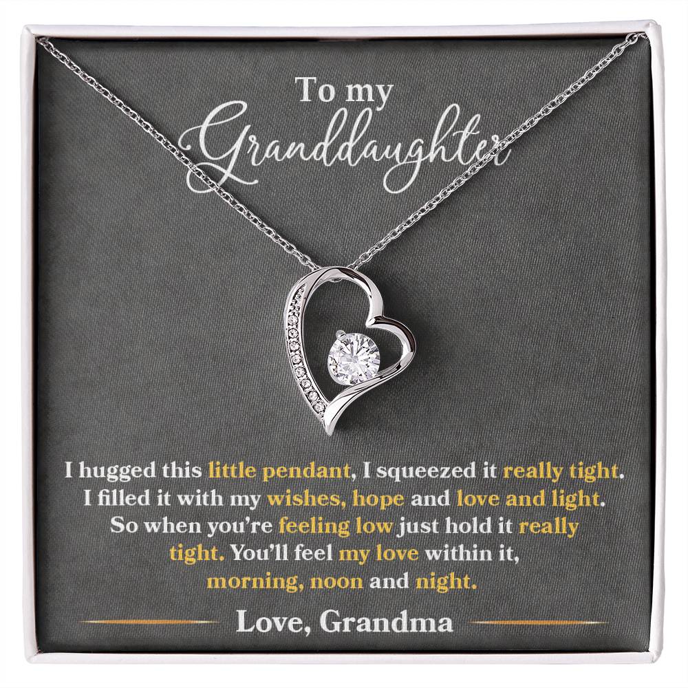 To My Granddaughter, You_ll Feel My Love Within This White Gold Forever Love Necklace
