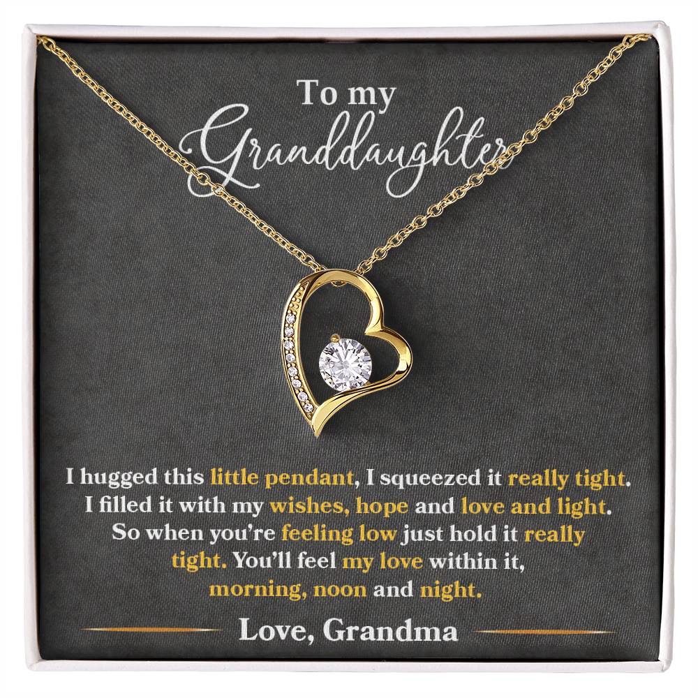 To My Granddaughter, You_ll Feel My Love Within This White Gold Forever Love Necklace