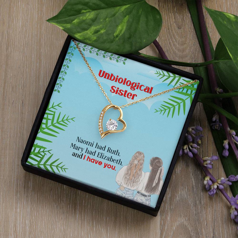 To My Unbiological Sister, I Have You White Gold Forever Love Necklace
