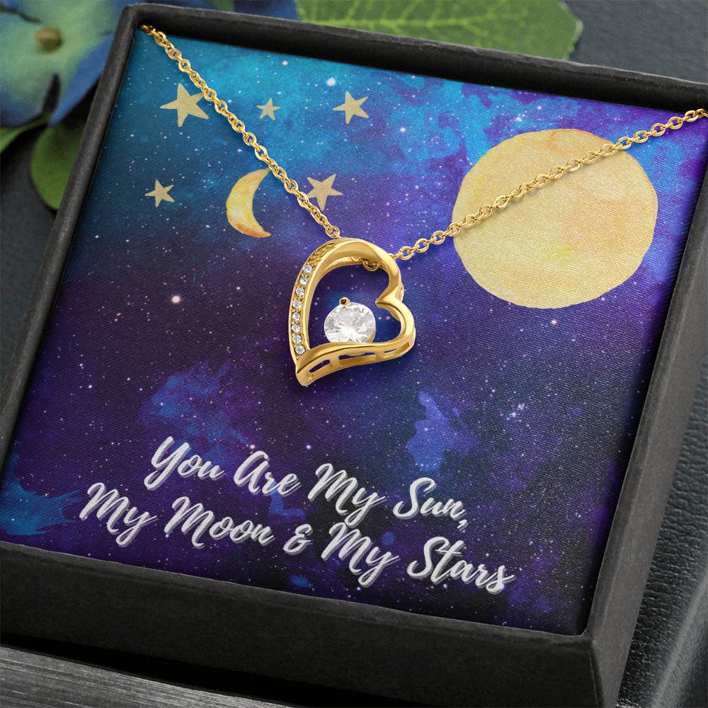 You Are My son, My Moon & My Star White Gold Forever Love Necklace