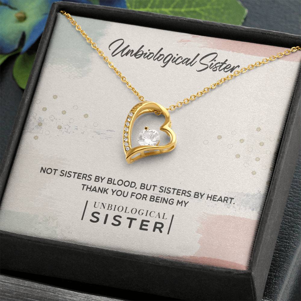 To My Unbiological Sister, Thank You White Gold Forever Love Necklace