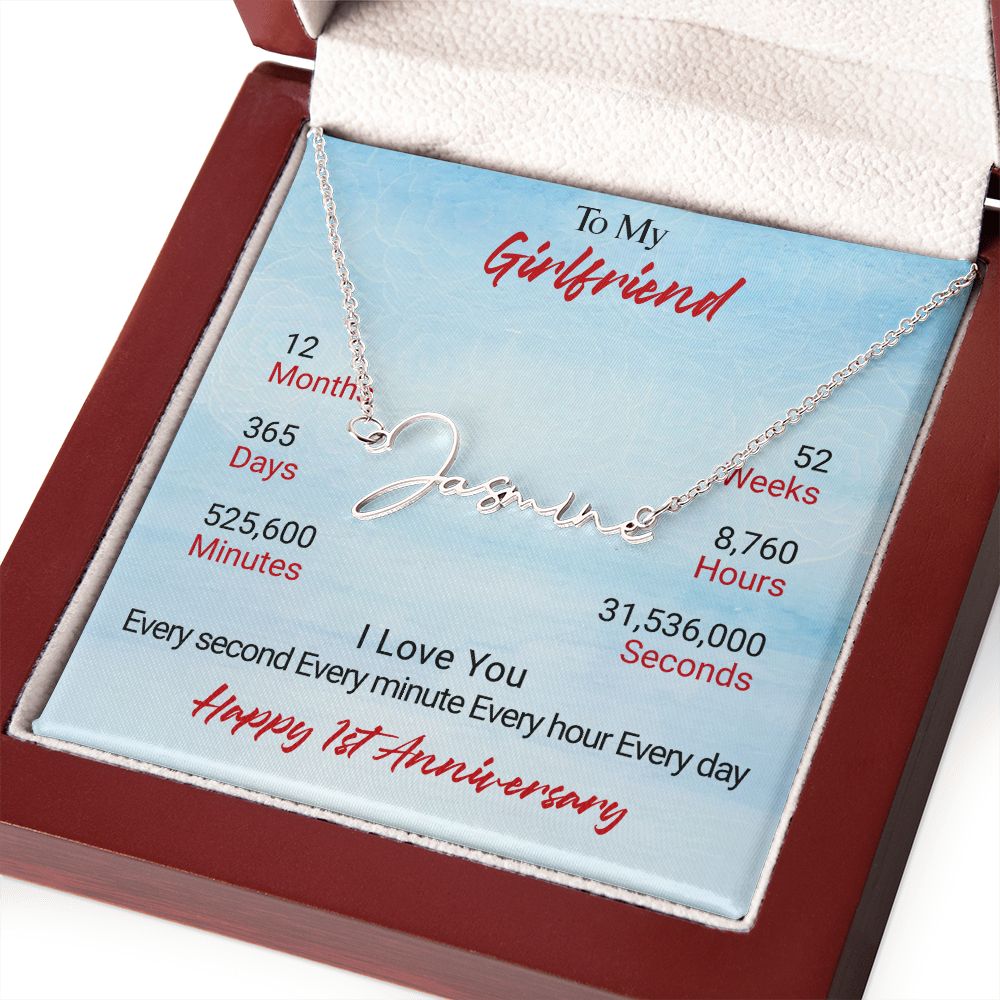 CardWelry 1st Anniversary Girlfriend Gift Signature Style Name Necklace Jewelry