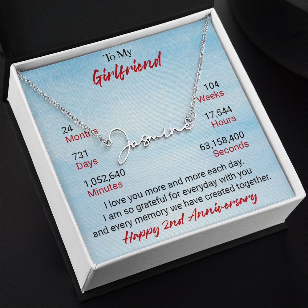 CardWelry 2nd Anniversary Gift for Girlfriend Signature Style Name Necklace Jewelry