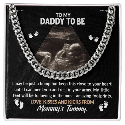 CardWelry Personalized Daddy To Be Necklace Gift Baby Bump Cuban Link Chain Customizer