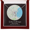 CardWelry Personalized Where It All Began GPS Map for Couple and Soulmates Necklace Anniversary Gifts for Her Customizer Luxury Box W/LED Two Toned Box Mahogany Style Box (W/LED)