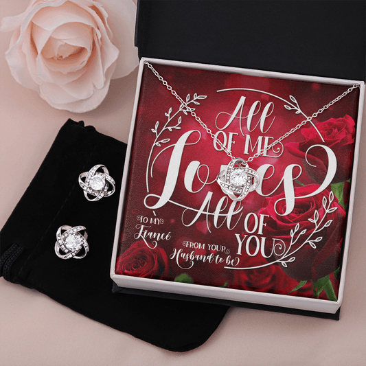 CardWelry All Of Me Loves All Of You Valentines Gifts To Fiancé, From Husband To Be, with Gorgeous Earing and Necklace Set Jewelry Standard Box