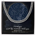 CardWelry Anniversary Gift for Him, Personalized Special Moments Star Map Moon Cuban Link Necklace V1 Customizer Stainless Steel w/Two Toned Box Two Toned Box Mahogany Style Box (W/LED)