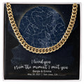 CardWelry Anniversary Gift for Him, Personalized Special Moments Star Map Moon Cuban Link Necklace V1 Customizer Gold w/Two Toned Box Two Toned Box Mahogany Style Box (W/LED)