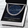CardWelry Anniversary Gift for Him, Personalized Under This Moon When Our Forever Started, Star Map Cuban Link Necklace Customizer Stainless Steel w/Two Toned Box