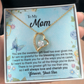 CardWelry To My Mom, You Are The Sweetest Gift God Has Ever Given Me, Love Always, Your Son - Forever Love Necklace Jewelry 18k Yellow Gold Finish Standard Box