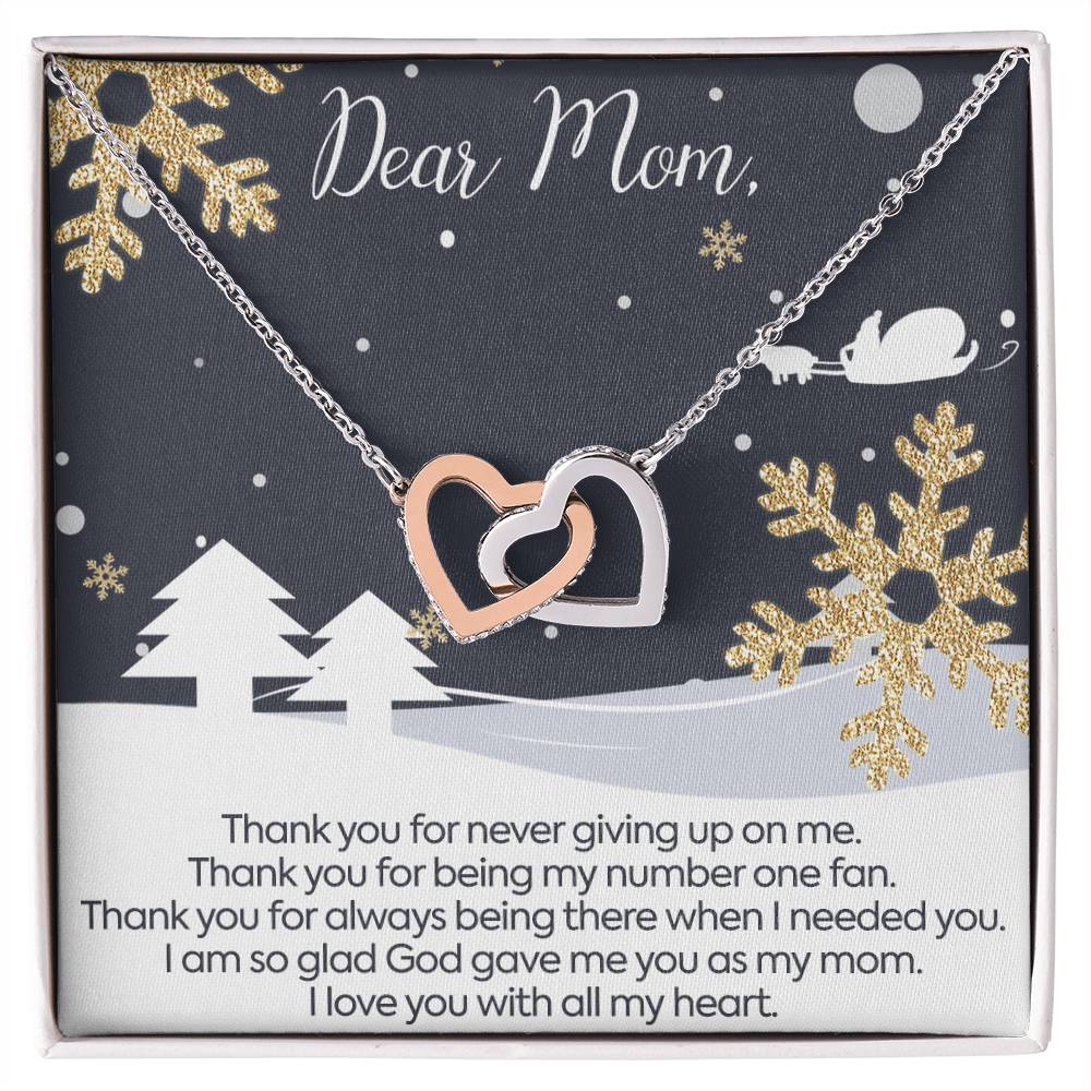 CARDWELRYJewelryChristmas Gift for Dear Mom With All My heart - Interlocking Hearts Necklace