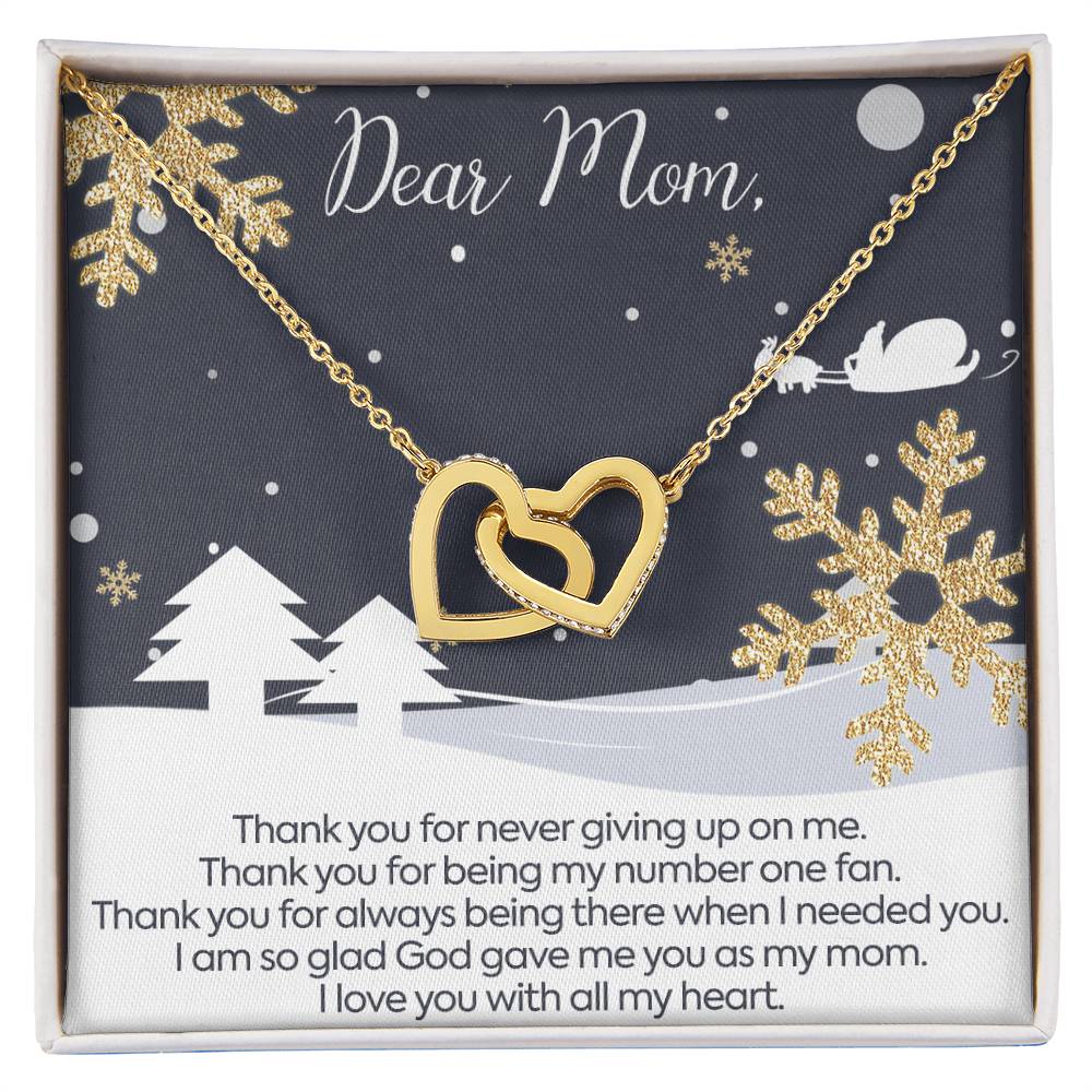 CARDWELRYJewelryChristmas Gift for Dear Mom With All My heart - Interlocking Hearts Necklace